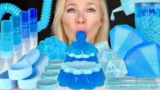 ASMR BLUE FOOD MUKBANG, JELLO SYRINGE SHOTS, LIPSTICK CANDY MELTS, KONNYAKU JELLY EDIBLE CRYSTALS 먹방