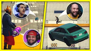 قراند 5 | ار بي جي ضد سيارات🔥مع ابو عابد و أوسمز😍 طاح من الخوف 🤣| GTA 5 Parkour