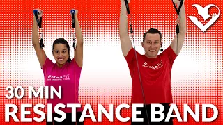30 Min Full Body Resistance Band Workout - Exercise Band Workouts for Arms, Legs, Chest, Back, Abs