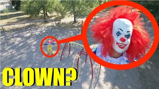 Drone catches scary clown at this playground (HE WAS SO MAD!!)