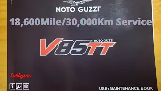 Doing the 18,600Mi/30,00Km service on my Motto Guzzi V85TT.