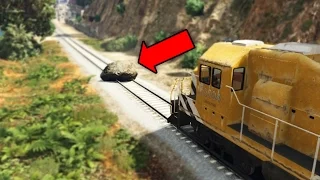 WHAT HAPPENS WHEN A ROCK IS IN FRONT OF A TRAIN IN GTA 5?