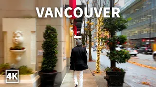 【4K】Downtown Vancouver Walk in Winter -  Richards Street | BC Canada (Binaural City Sounds)