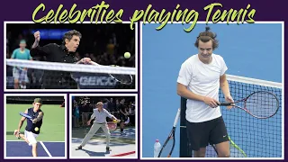 Celebrities playing tennis feat. Harry Styles, Justin Bieber, Bill Gates and many others.