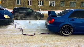 Subaru Impreza вытаскивает из сугроба ГАЗель!!!