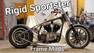 Handmade Harley Sportster Rigid Frame Build Pt2 Chopper Time!