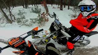 Winter Dirt Bikes Skills | Accident On Asphalt | KTM 85 Husky 85 |