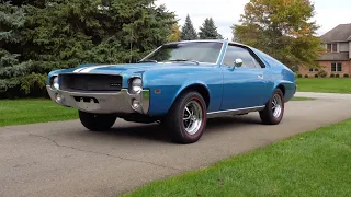 1968 American Motors AMC AMX Survivor in Blue & Engine Sound on My Car Story with Lou Costabile