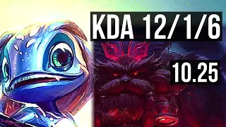 FIZZ vs ORNN (TOP) | 12/1/6, 1500+ games, Legendary, 800K mastery | KR Diamond | v10.25