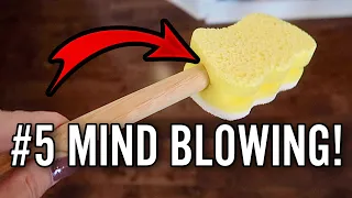 Cut a HOLE in the $1 Sponge and put THAT in 💥 (5 Cleaning Tricks!)