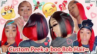 Melted HD Lace Closure Install | Quick Weave Red Peekaboo Bob Hair | #ULAHAIR Review