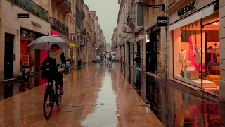 Walking in the rain Walk Most Beautiful Place in Bordeaux 4k France / Rain sounds ASMR For sleeping