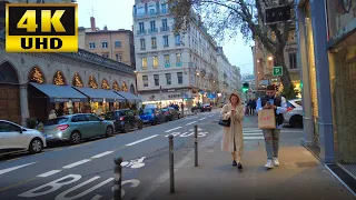 FRANCE WALKING Tour, Walk to Lyon center, Walking Tour 4k, old building, Discover France