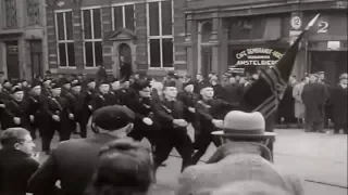 1940: Parade van NSB en WA in september door de straten van Amsterdam - oude filmbeelden