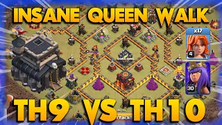 When I Was Too Late To Drop The Troops !! TH9 VS TH10 Queen Walk Valkyrie | Clash Of Clans