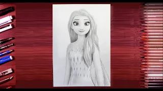 Как нарисовать Эльзу Холодное сердце2. How to draw Elsa Sketch Drawing for beginners. Frozen 2.