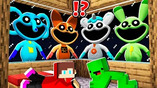 JJ and Mikey HIDE From Smiling Critters - Poppy Playtime At Night - in Minecraft Maizen