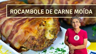 ROCAMBOLE DE CARNE MOÍDA | EXPLOSÃO DE SABOR | RECHEADO COM MUITO BACON E QUEIJO