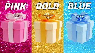 CHOOSE YOUR GIFT😍🎁 || PINK💗,GOLD👑, BLUE💙 EDITION || #3giftbox #wouldyourather #pickonekickone