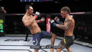 UFC 256 Charles Oliveira vs Tony Ferguson Full Fight Highlights | UFC Flyweight (UFC 4)