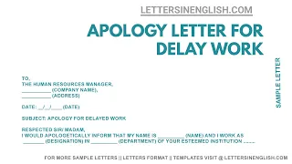 Apology Letter for Delay Work – Apology Letter Format