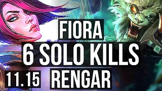 FIORA vs RENGAR (TOP) | 73% winrate, 6 solo kills, 11/2/7, Dominating | BR Grandmaster | v11.15