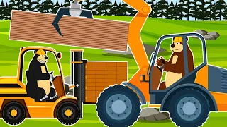 The Bear's Construction: Build a house, Dump Truck, Forklift Truck, Tower Crane, Log Loader
