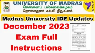 Madras University IDE December 2023 Exam Instructions Do's and Don't Must Watch👍