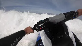 POV jetski driver on the inside of Nazare during a big waves session // GOPRO