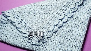 Copertina bimbo/a all'uncinetto crochet baby blanket (merletto di rifinitura)