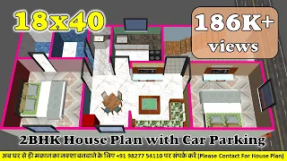 18*40 House Plans || 18x40 House Plans with Car Parking || 18x40 House Design || 3D House Design