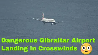 Plane Landing at Gibraltar Airport in Crosswinds!  BA492 hits some slight Crosswinds Landing at Gib