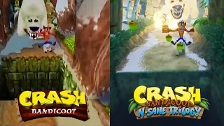 Crash Bandicoot N. Sane Trilogy - PS1 vs PS4 Gameplay Comparison @ 1080p (60ᶠᵖˢ) HD ✔