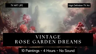 Dreamy Vintage Rose Garden Paintings | Tv Art | Frame Tv | Tv Screensaver | 4k | 4 Hours | No Sound