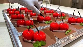Crazy quality! making cherry shaped mousse cake - Korean street food