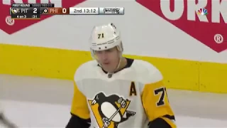 Evgeni Malkin buries one timer for PPG vs Flyers in game 2 (2018)