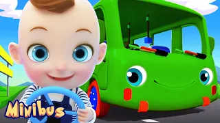 Green Bus Song - Wheels On The Bus + More Nursery Rhymes & Kids Songs | Minibus