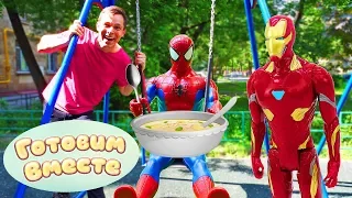 Железный человек и Человек паук учатся готовить в Кафе у Федора - Видео для мальчиков