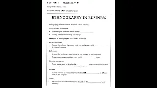 Ethnography in Business | IELTS LISTENING TEST | SECTION-4