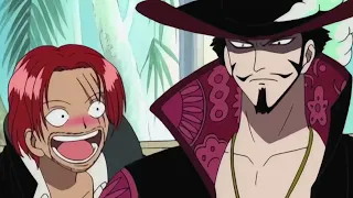 Mihawk Shows Luffy 's Bounty poster to Shanks || One Piece Eng Dub