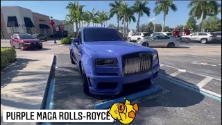 Purple MAGA Rolls-Royce Cullinan In Miami Florida