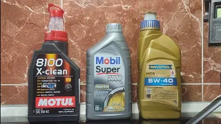 Тест +250 МOTUL 8100 5w40 C3, MOBIL SUPER 3000 5w40 A3B4 Италия - Бельг., RAVENOL 5w40 A3B4