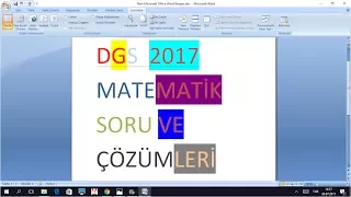 DGS 2017 matematik soruları ve çözümleri-3 (31-45. sorular)