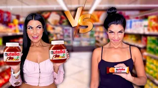 RICO VS POBRE NO SUPERMERCADO NUTELLA Jaciara vs Bruna #ricovspobre