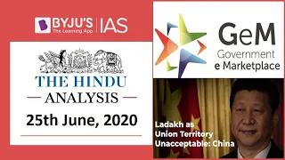 'The Hindu' Analysis for 25th June, 2020. (Current Affairs for UPSC/IAS)