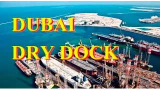 Dubai Dry Dock view - Port Rashid in Dubai, United Arab Emirates / burj khalifa daylight zoom view