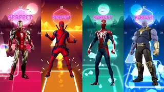 Ironman 🆚 Wolverine 🆚 Spiderman 🆚 Thanos‼️TILES HOP EDM Deadpool 💥 Who Will Win⁉️