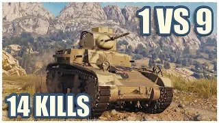 M2 Light Tank • 14 KILLS • 1 VS 9 • WoT Gameplay