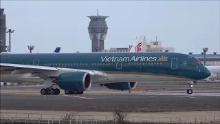LANDINGS AND TAKE OFF , CHINA AIRLINES BOEING 747 AND VIETNAM AIRLINES AIRBUS A350 , NARITA AIRPORT
