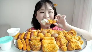 Today is my birthday🥹💛Prinkle chicken Real Sound MUKBANG! Hot dog, cheese balls, Mianbao Xia,etc...